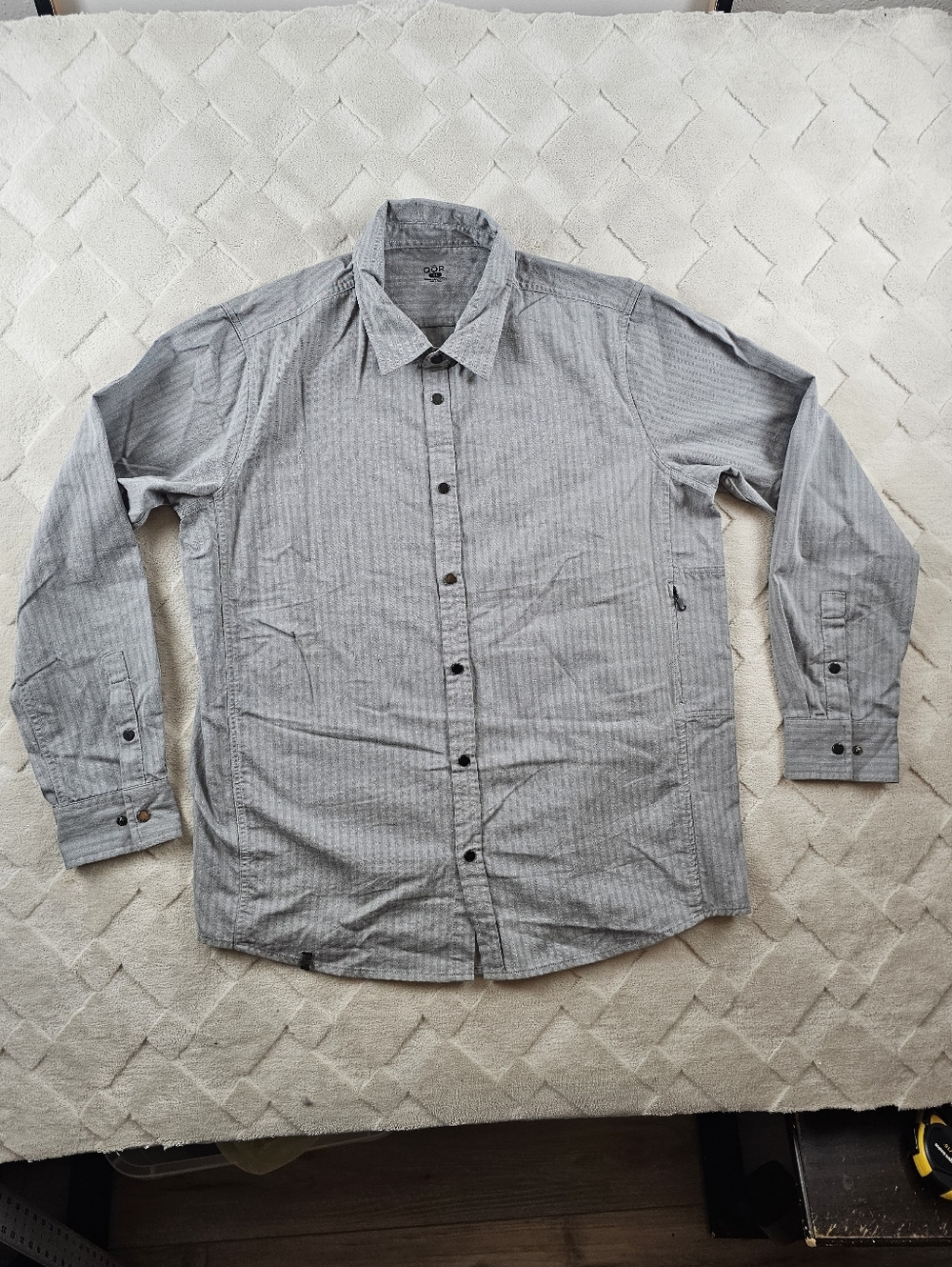 Qor button Up Shirt Mens Extra Large Gray Merino Wool Blend